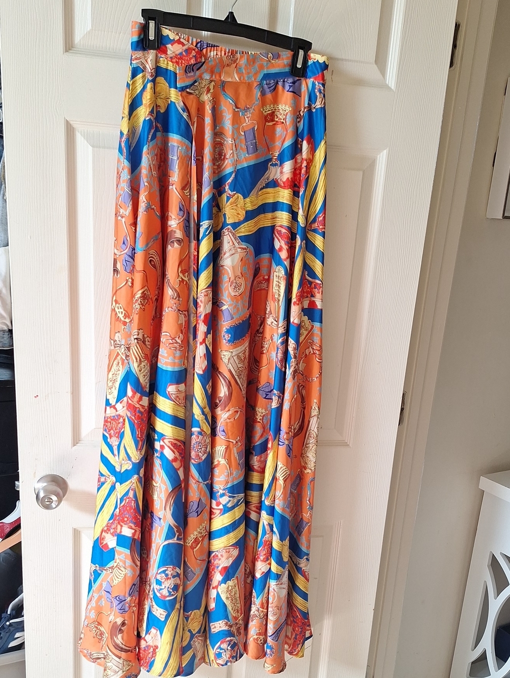 AKIRA Orange & Blue Printed Maxi Skirt